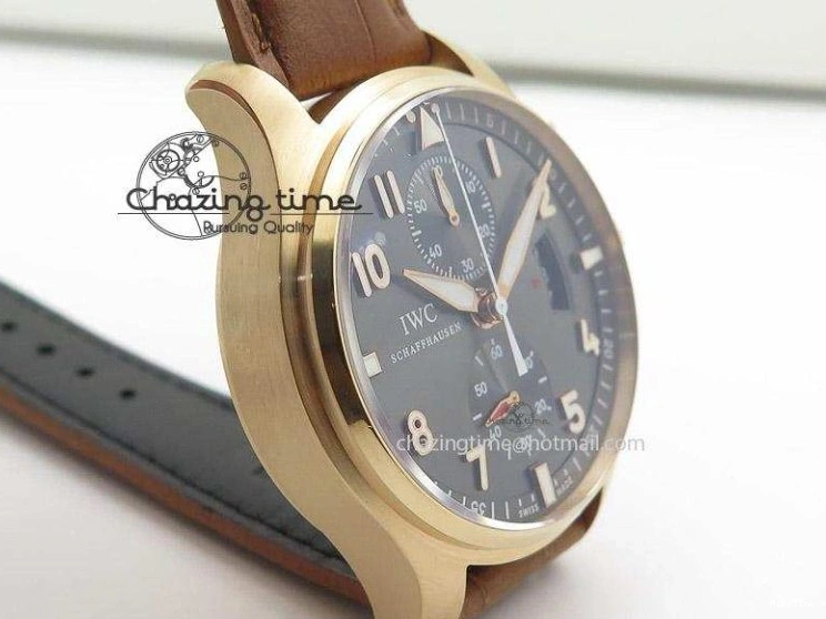 MIROTIME 0520 Youthful Pilot Chrono RG 3878 Gray Dial on Light Brown Leather Strap A 7394